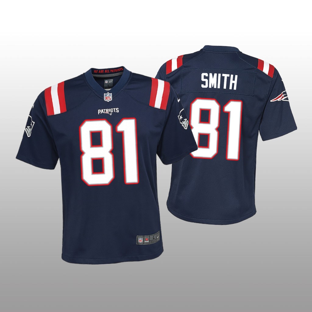 New England Patriots Jonnu Smith Navy Jersey Game - Youth