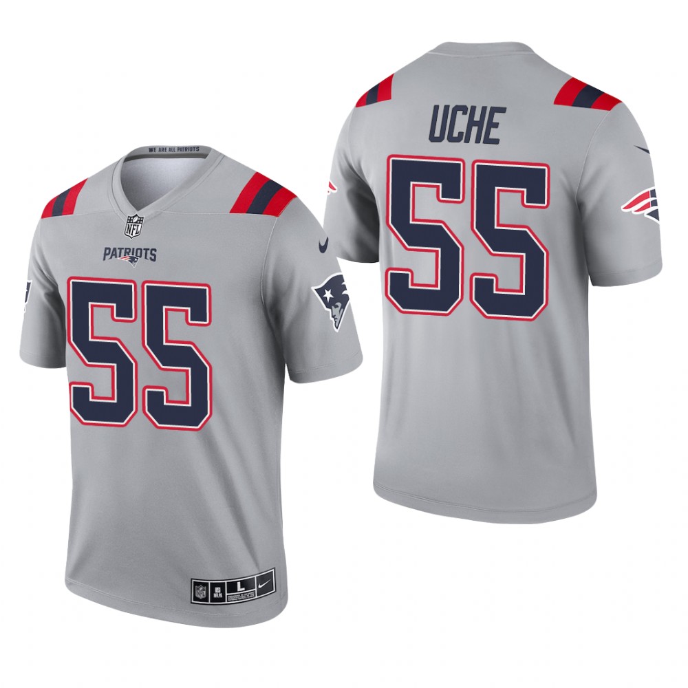 New England Patriots Josh Uche Gray Jersey Inverted Legend - Men's