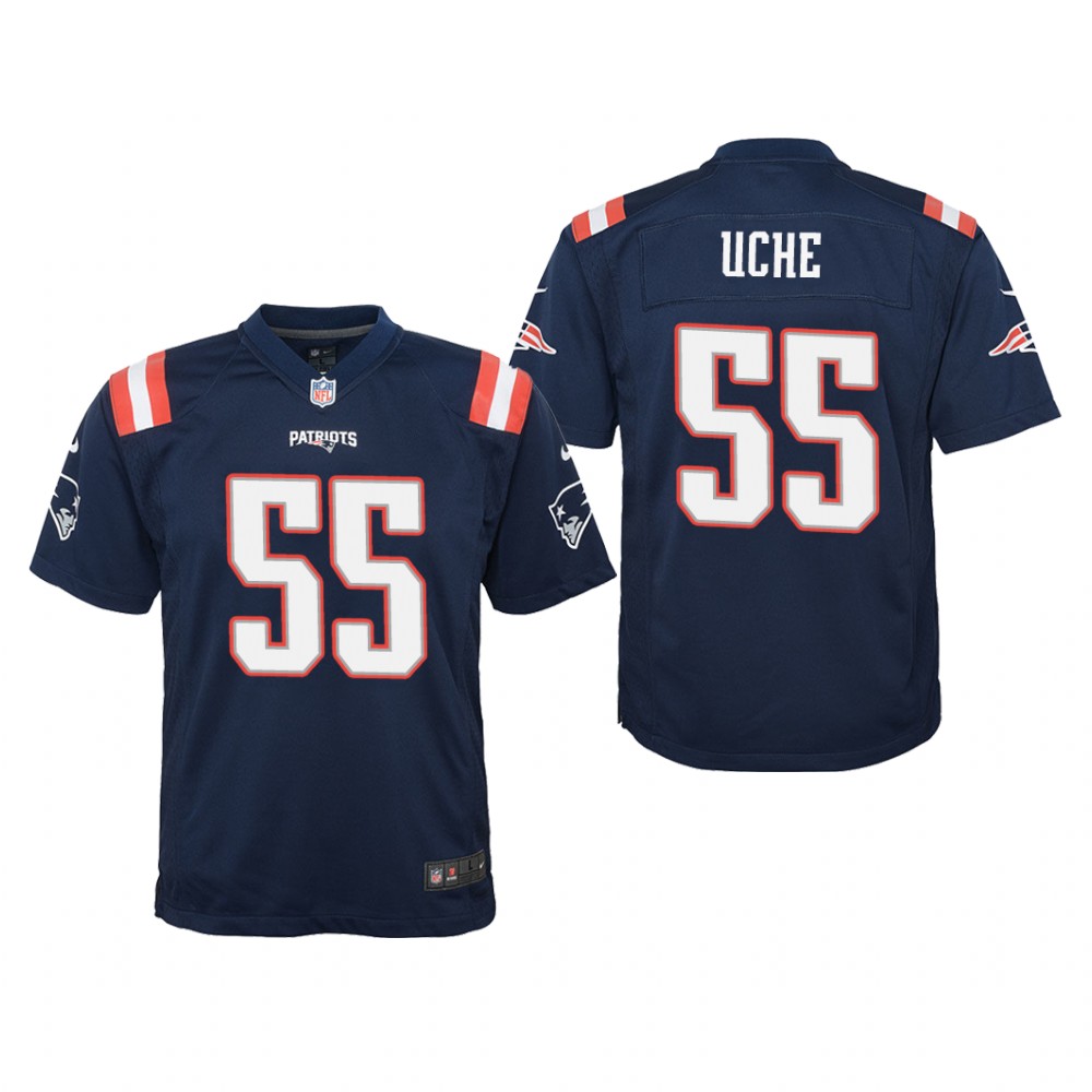 New England Patriots Josh Uche Navy Jersey Color Rush Game - Youth