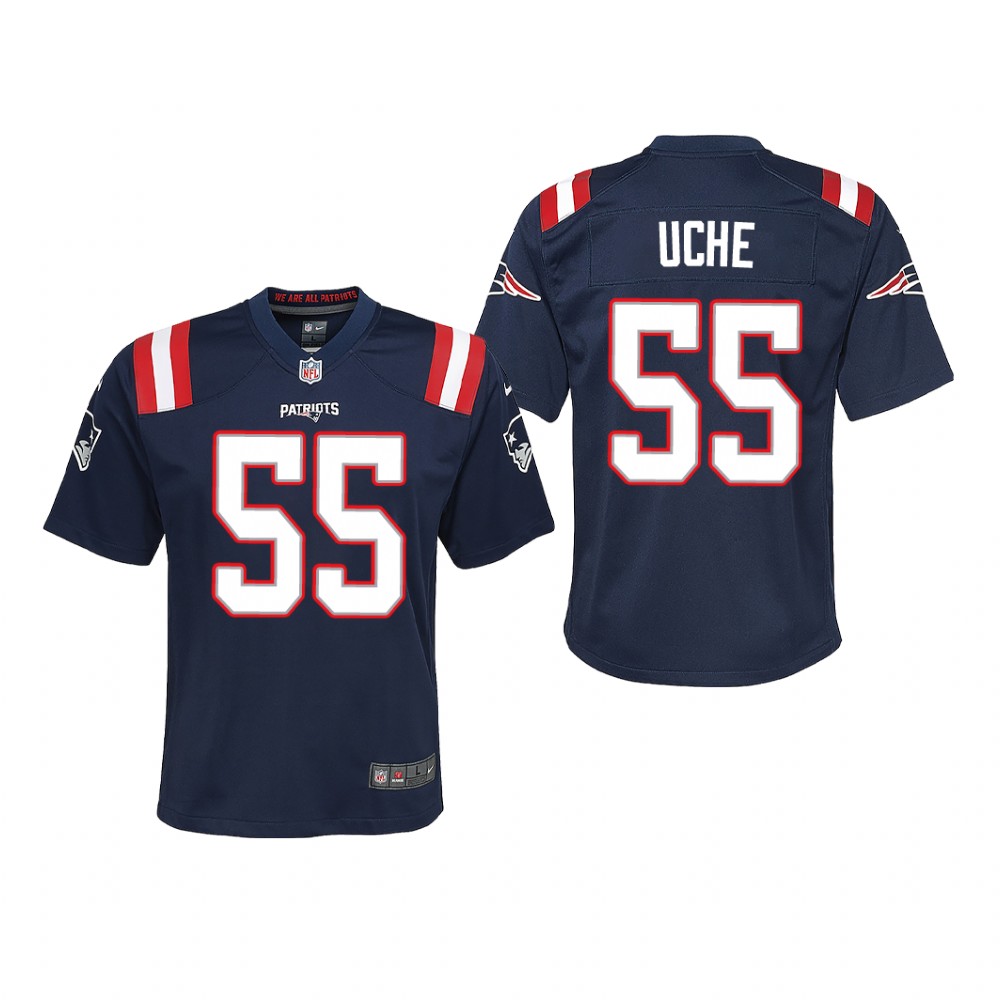 New England Patriots Josh Uche Navy Jersey Game - Youth
