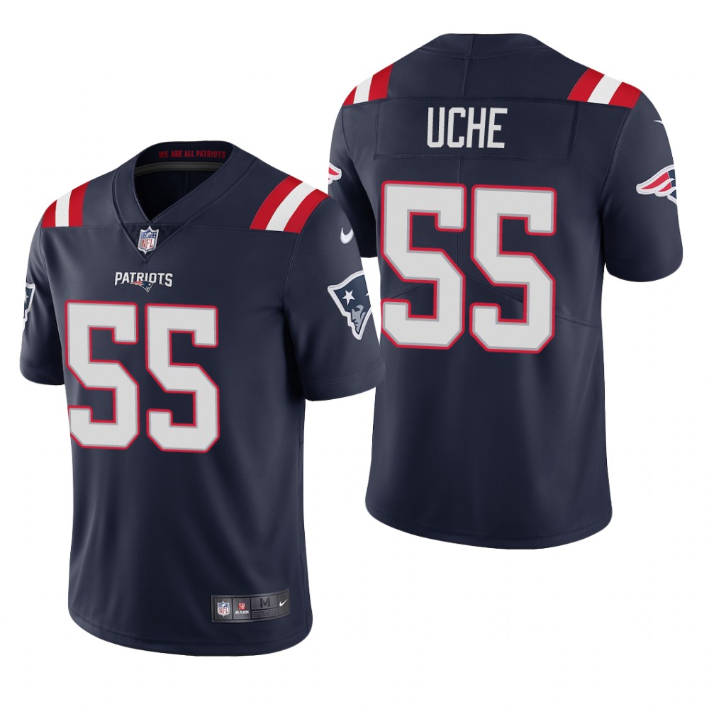 New England Patriots Josh Uche Navy Jersey Vapor Limited - Men's