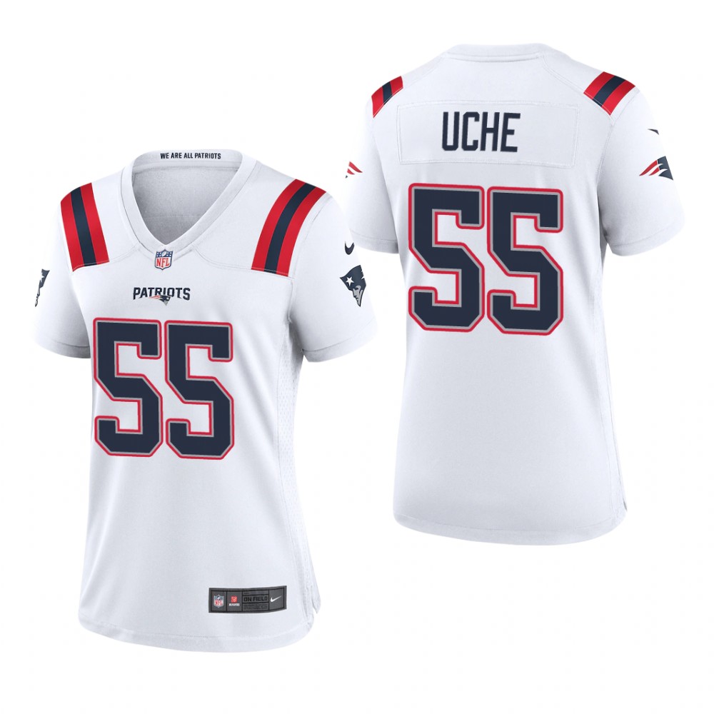 New England Patriots Josh Uche White Jersey Game - Women's