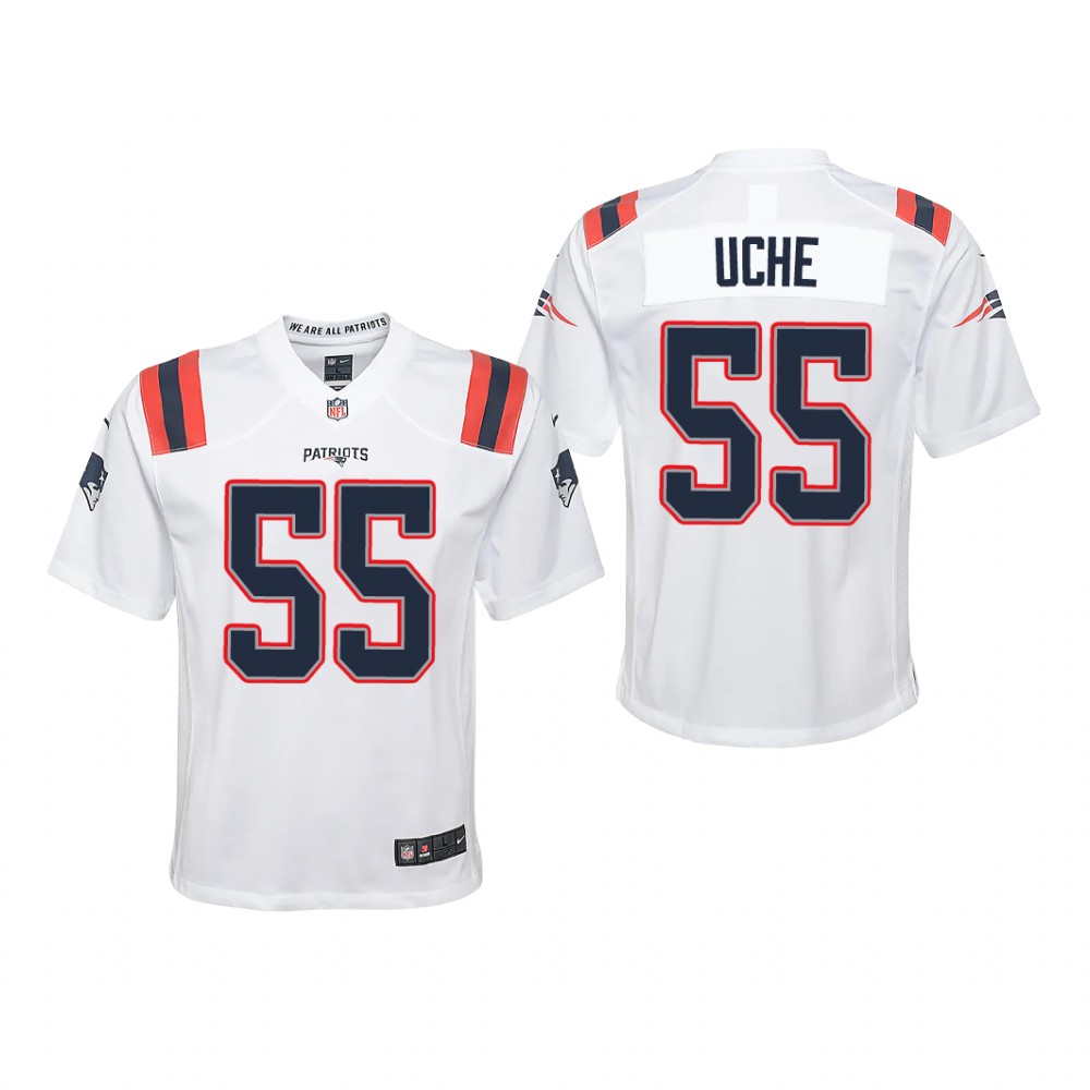 New England Patriots Josh Uche White Jersey Game - Youth