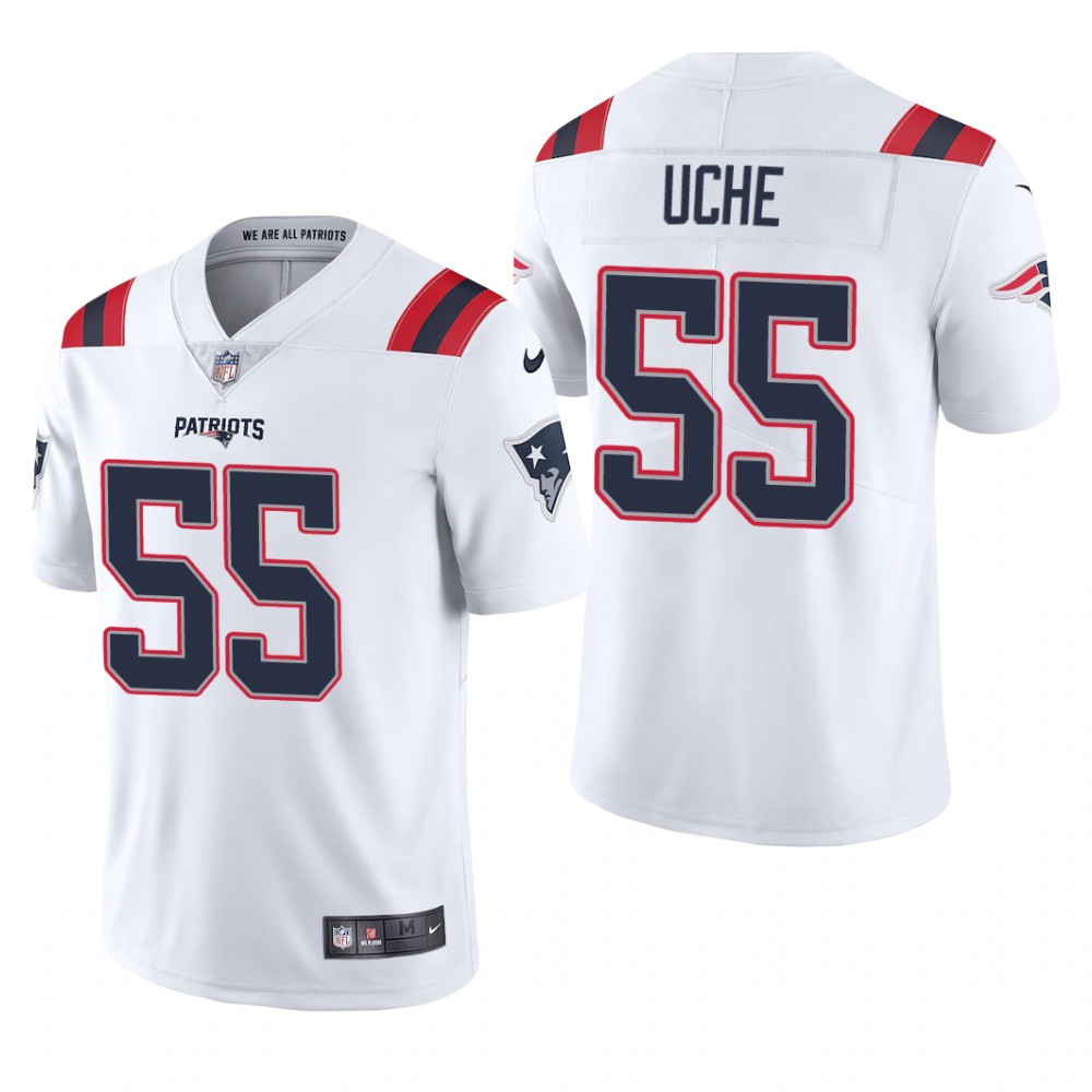 New England Patriots Josh Uche White Jersey Vapor Limited - Men's