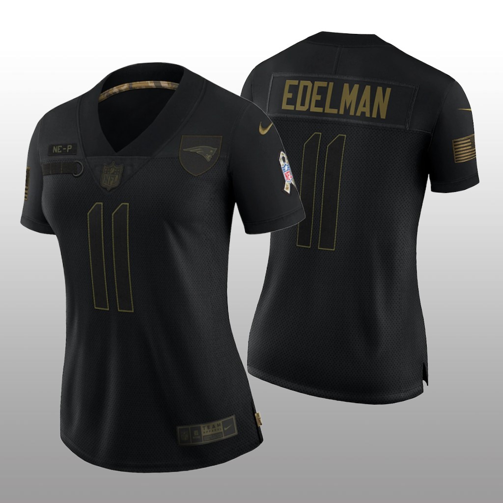 New England Patriots Julian Edelman Black Limited Jersey 2020 Salute To Service - Women's