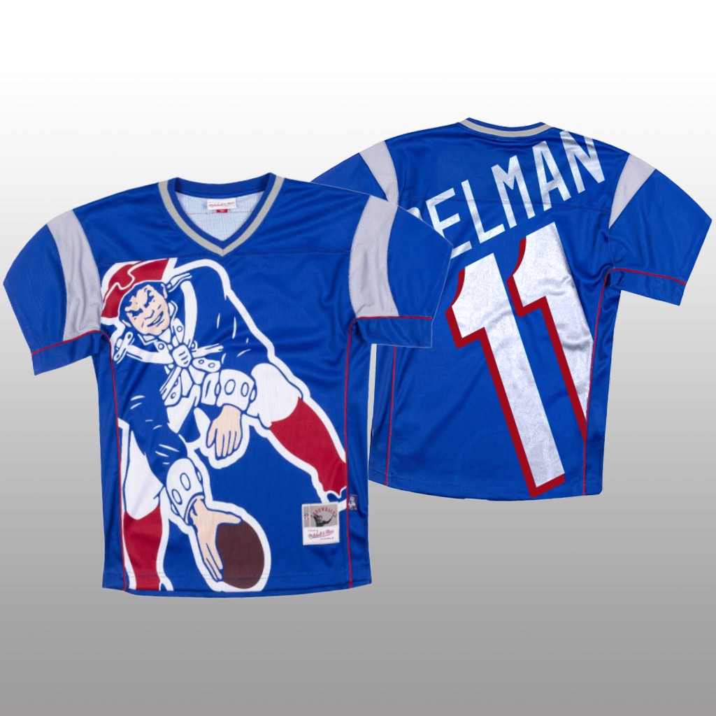 New England Patriots Julian Edelman Blue Jersey Big Face - Men's