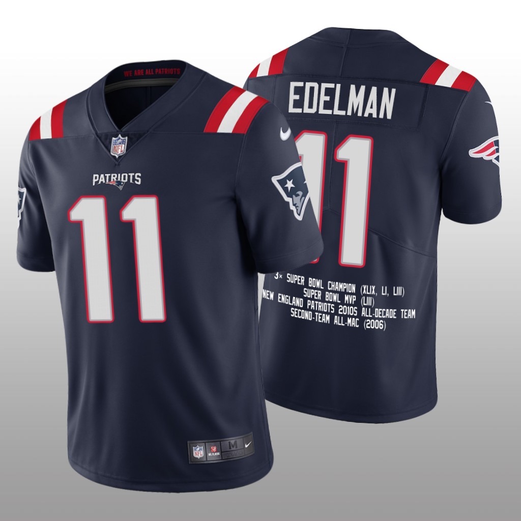 New England Patriots Julian Edelman Navy Awards Career Highlight - Men's