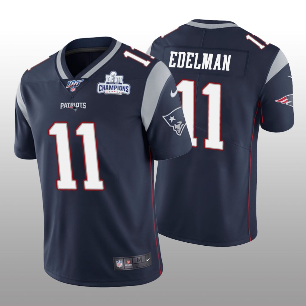 New England Patriots Julian Edelman Navy Limited Jersey Super Bowl LIII Champions Patch - Men's