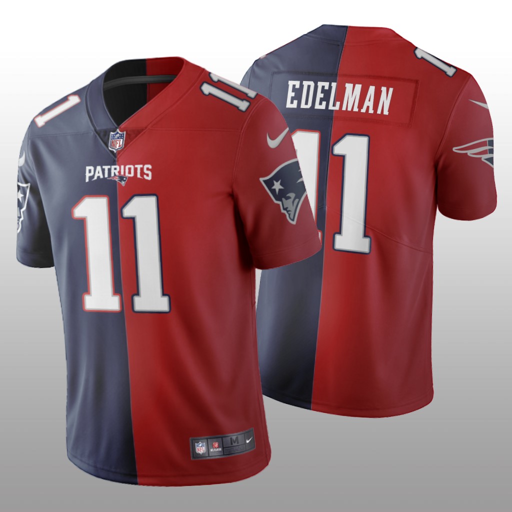New England Patriots Julian Edelman Navy Red Vapor Limited Split Jersey Two Tone - Men's