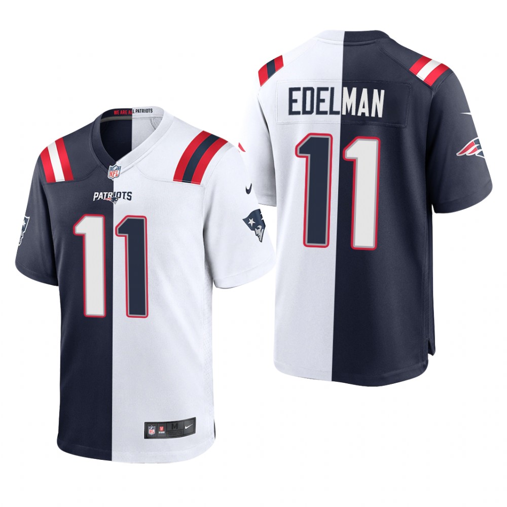 New England Patriots Julian Edelman Navy White Game Split - Men's