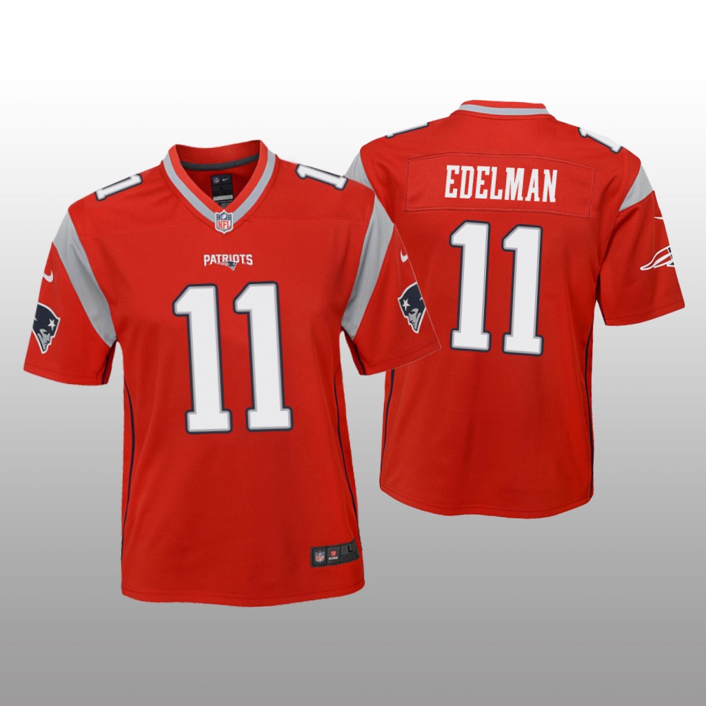 New England Patriots Julian Edelman Red Jersey Inverted Game - Youth