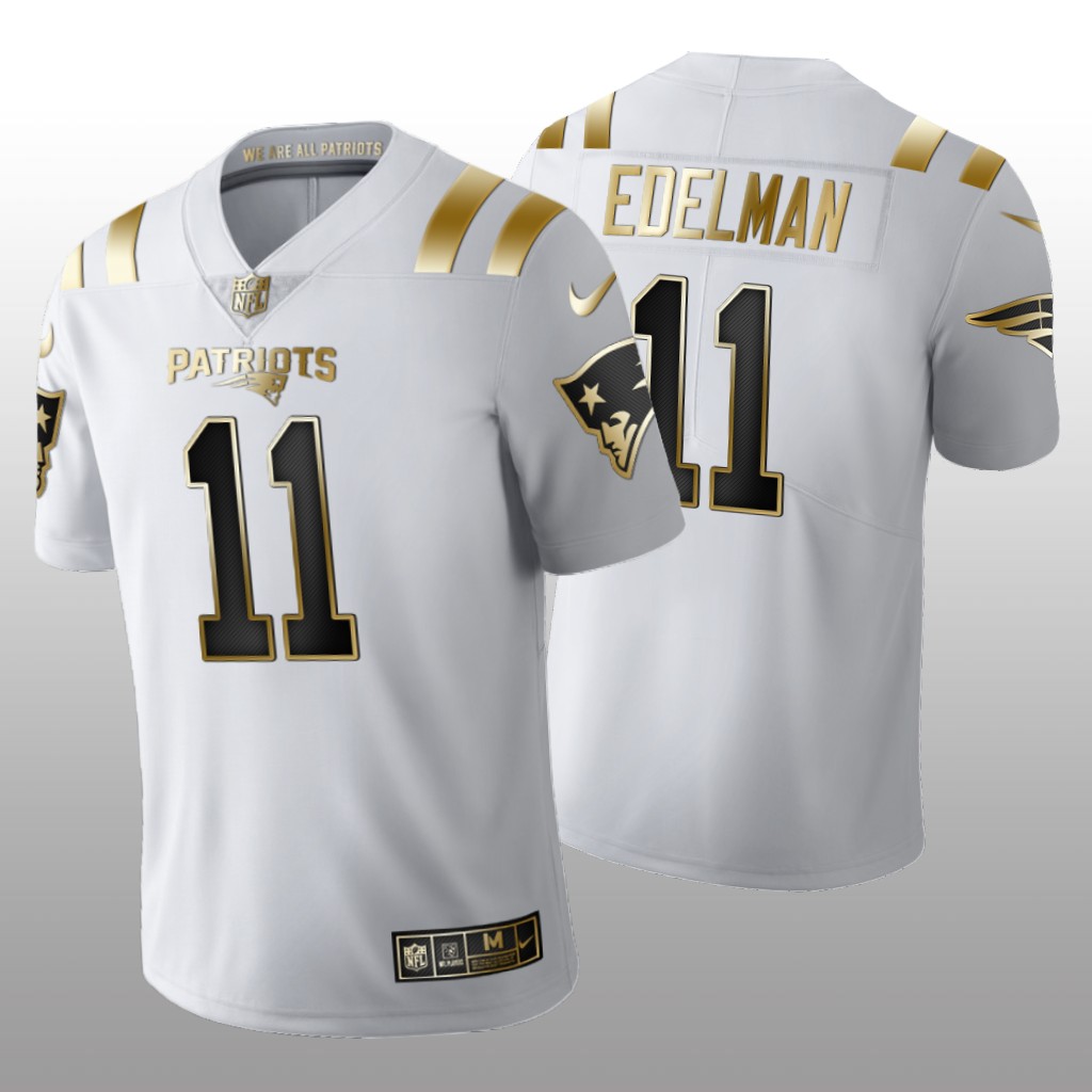 New England Patriots Julian Edelman White Jersey Golden Limited Men's