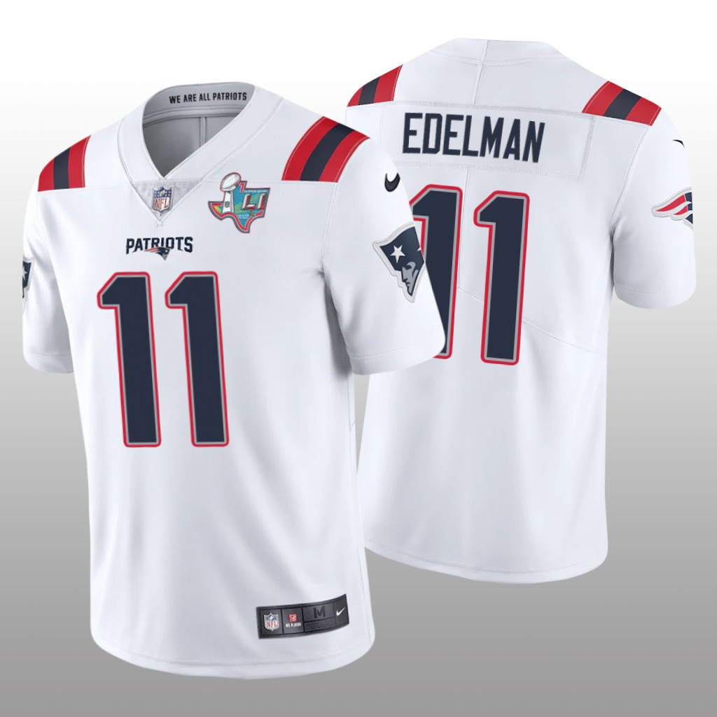 New England Patriots Julian Edelman White Jersey Super Bowl LI Patch - Men's
