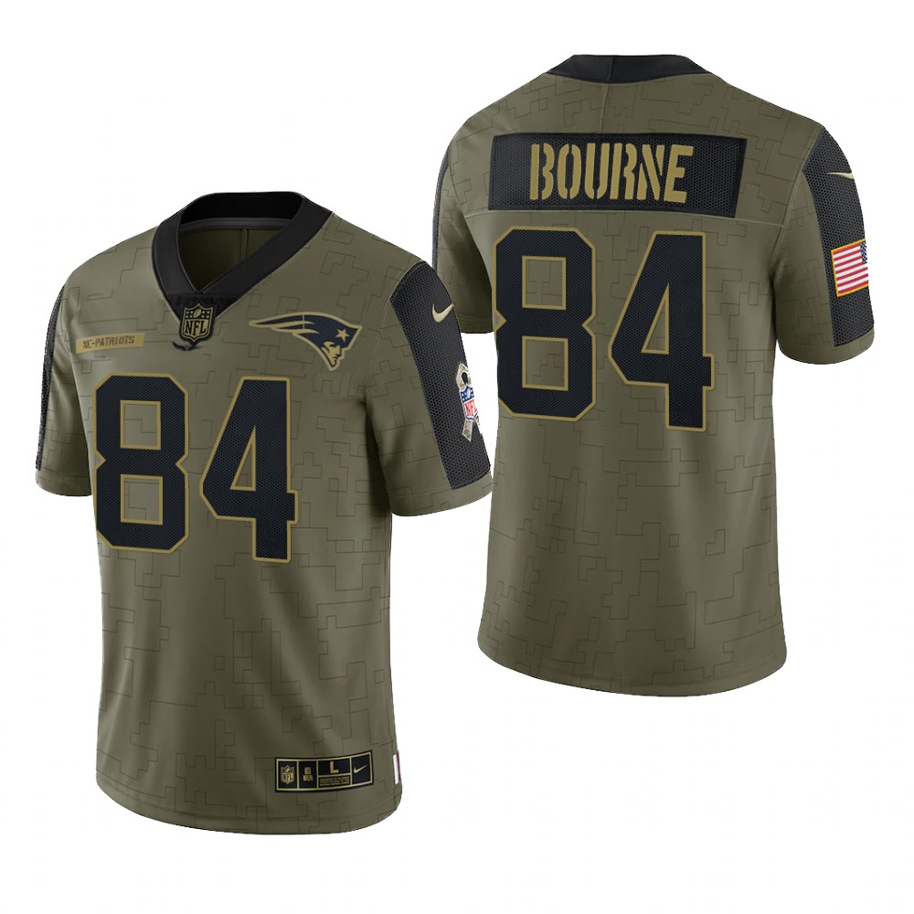 New England Patriots Kendrick Bourne Olive Limited Jersey 2021 Salute To Service - Men's