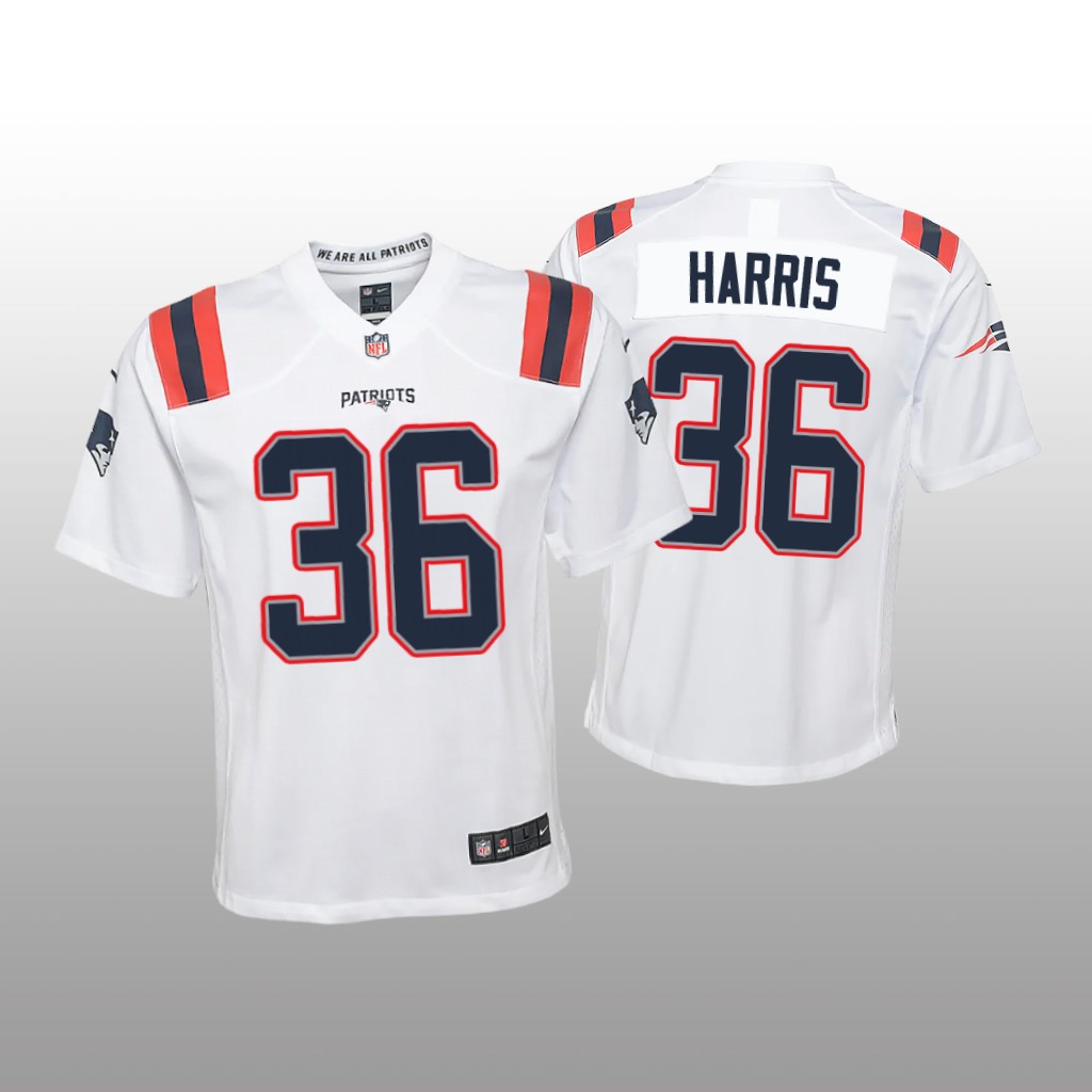 New England Patriots Kevin Harris White Jersey Game - Youth