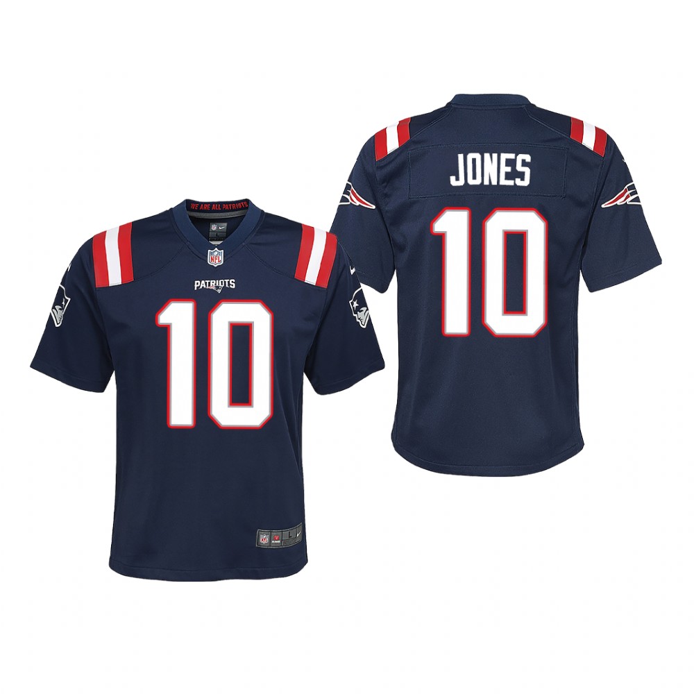 New England Patriots Mac Jones Navy Jersey Game - Youth