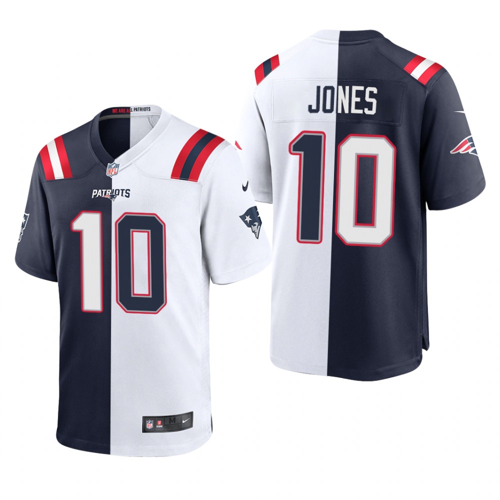 New England Patriots Mac Jones Navy White Game Split - Men's