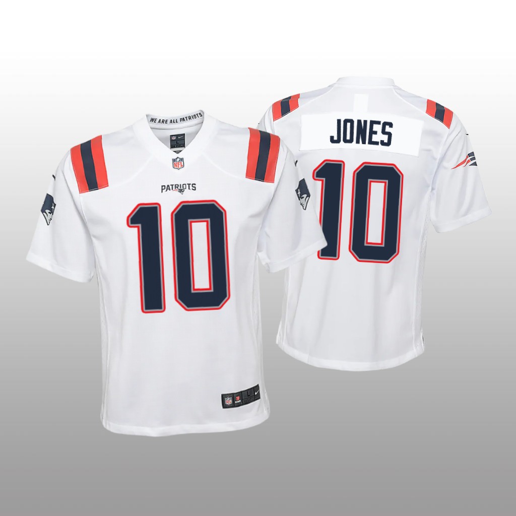 New England Patriots Mac Jones White Jersey Game - Youth
