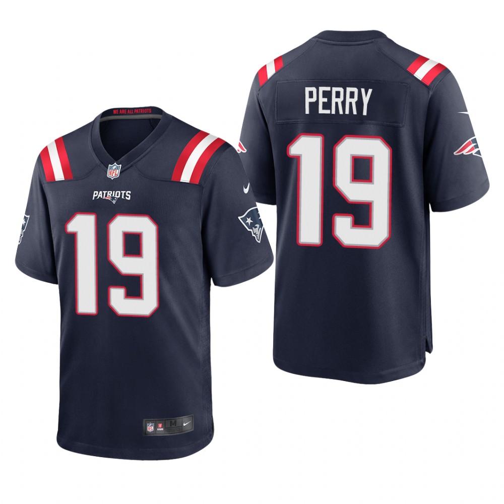 New England Patriots Malcolm Perry Navy Jersey Game - Men's