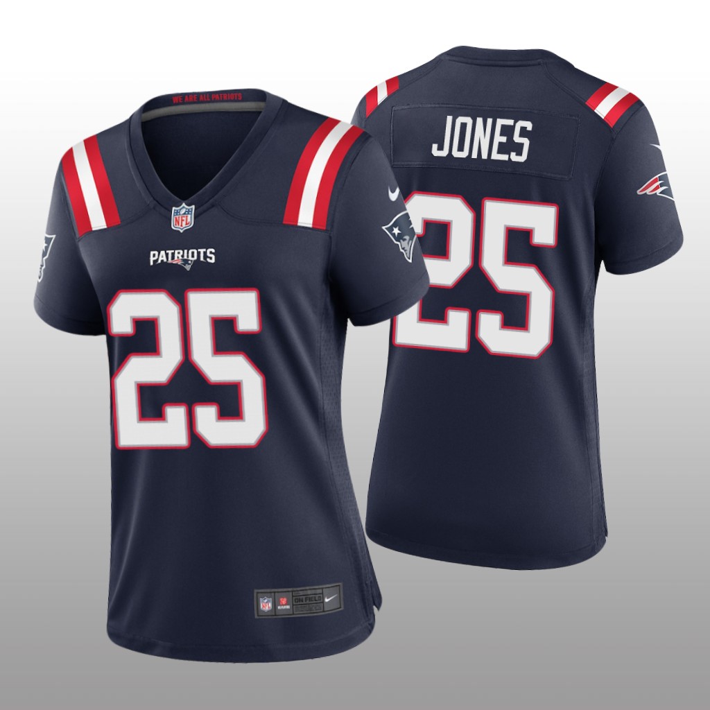 New England Patriots Marcus Jones Navy Jersey Game - Women's