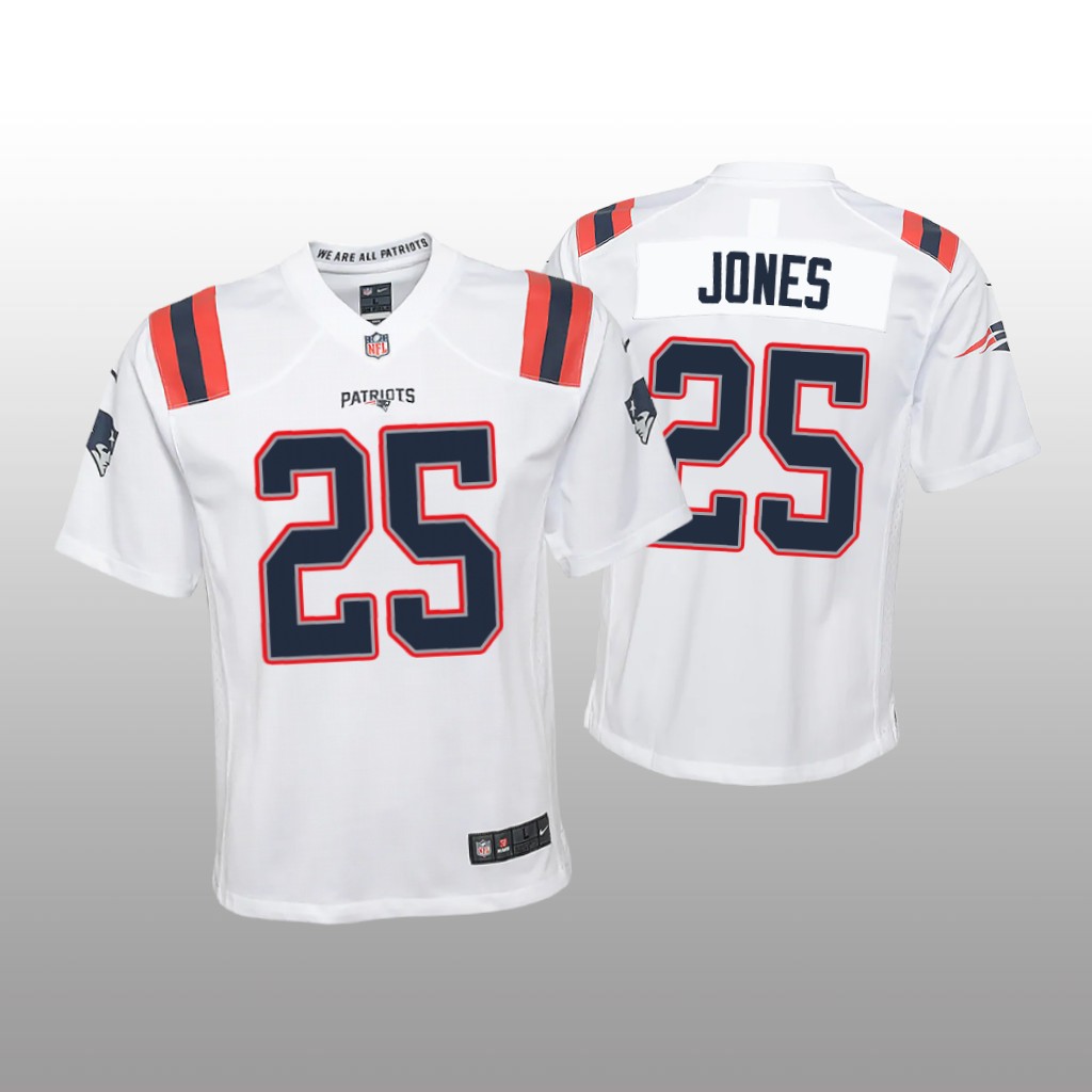 New England Patriots Marcus Jones White Jersey Game - Youth