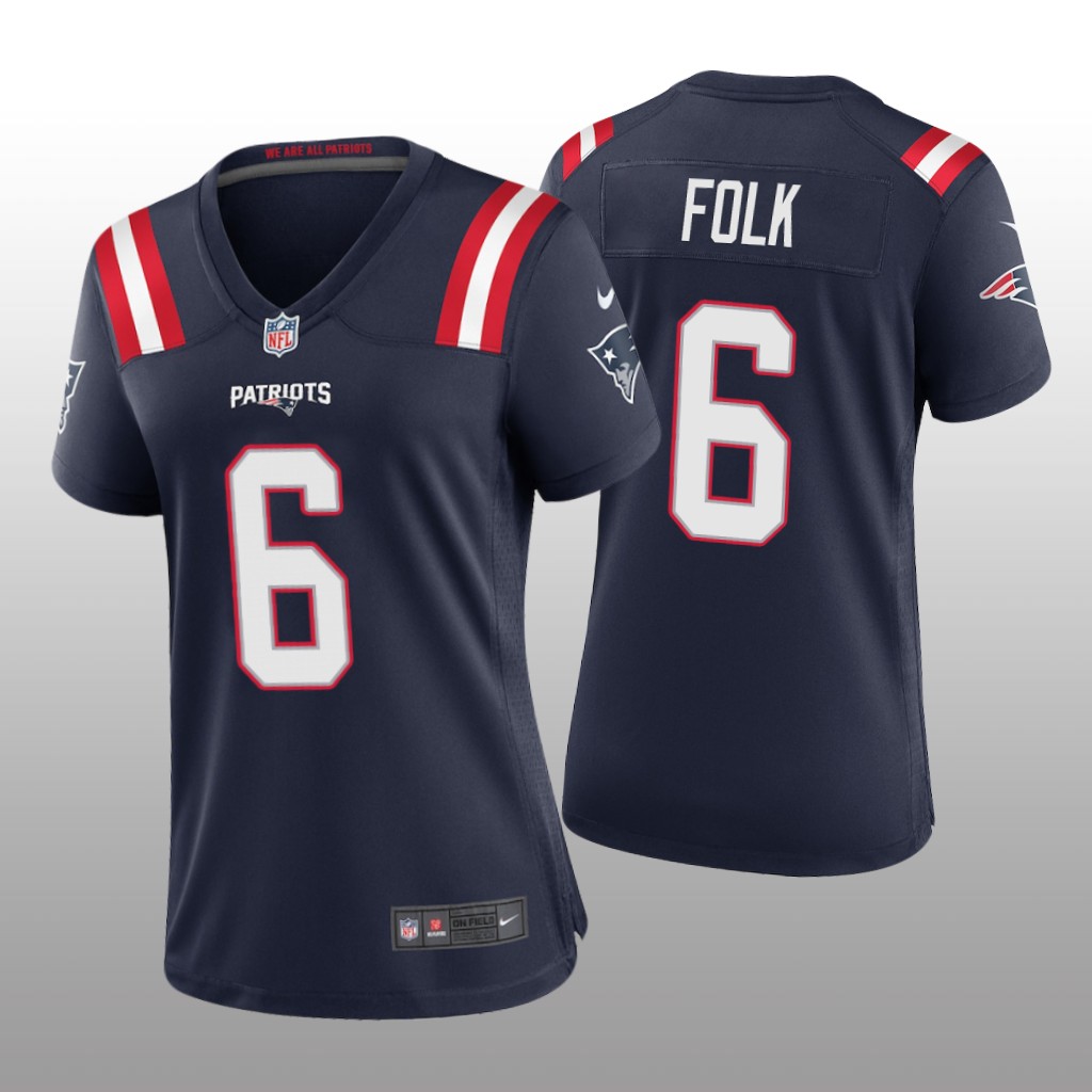 New England Patriots Nick Folk Navy Jersey Game - Women's