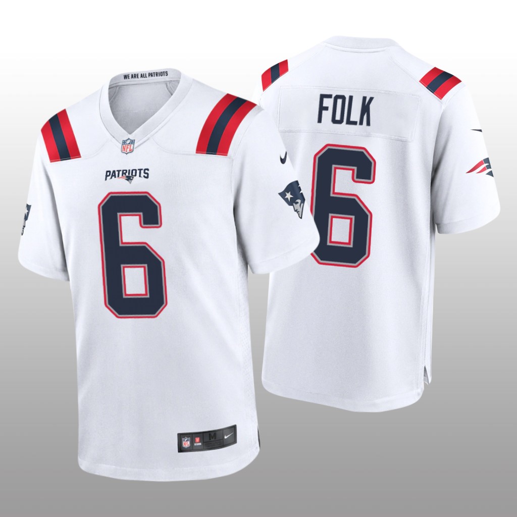 New England Patriots Nick Folk White Jersey Game - Men's