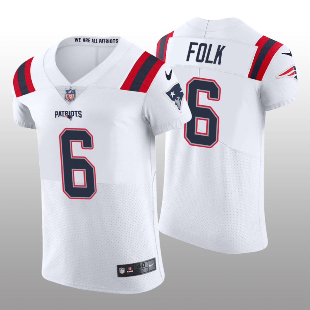 New England Patriots Nick Folk White Jersey Vapor Elite Men's