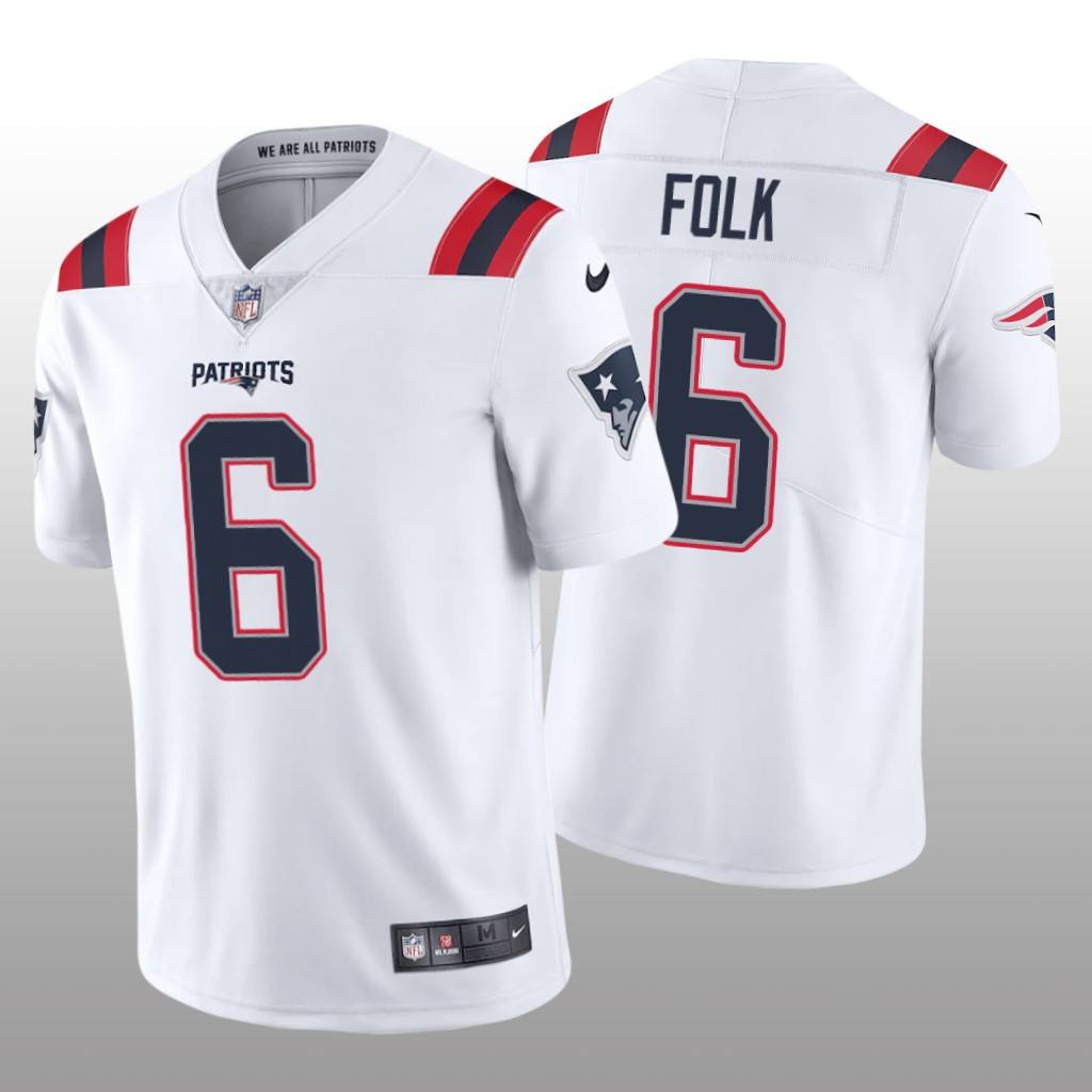 New England Patriots Nick Folk White Jersey Vapor Limited - Men's