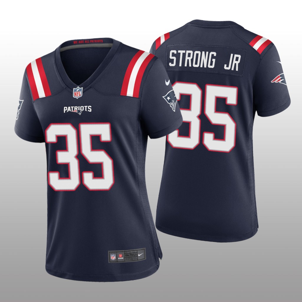 New England Patriots Pierre Strong Jr. Navy Jersey Game - Women's