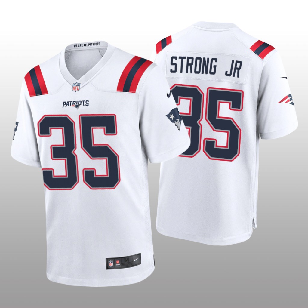 New England Patriots Pierre Strong Jr. White Jersey Game - Men's