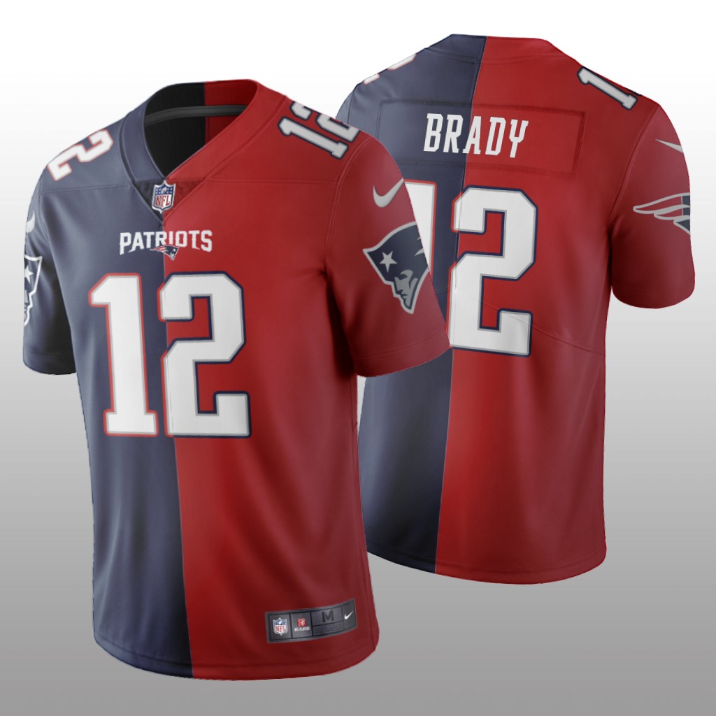New England Patriots Tom Brady Navy Red Vapor Limited Split Jersey Two Tone - Men's