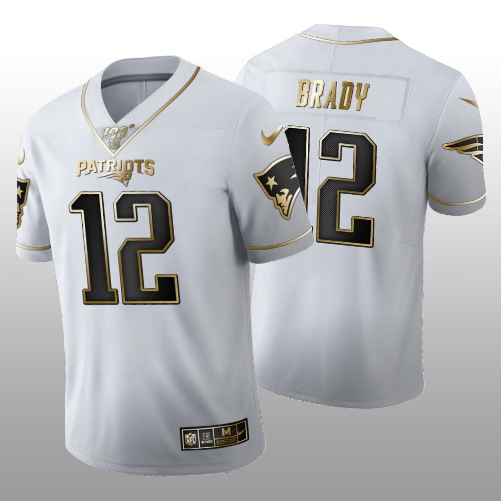 New England Patriots Tom Brady White Golden Edition Jersey 100th Season Men's