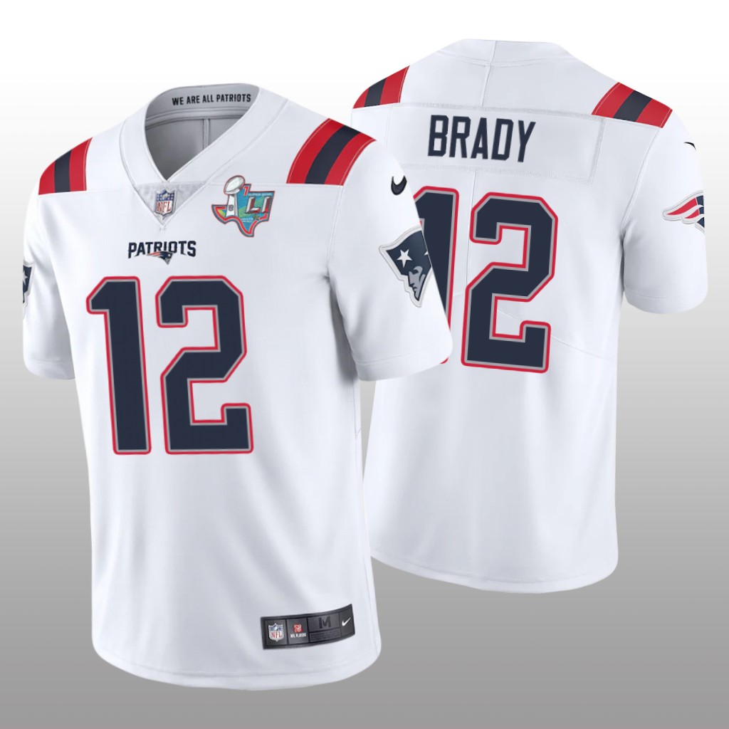 New England Patriots Tom Brady White Jersey Super Bowl LI Patch - Men's