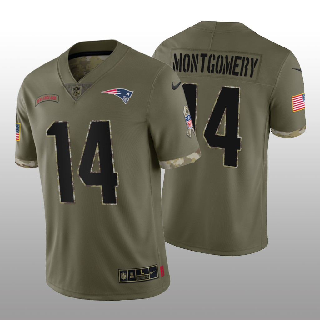 New England Patriots Ty Montgomery Olive Limited Jersey 2022 Salute To Service - Men's
