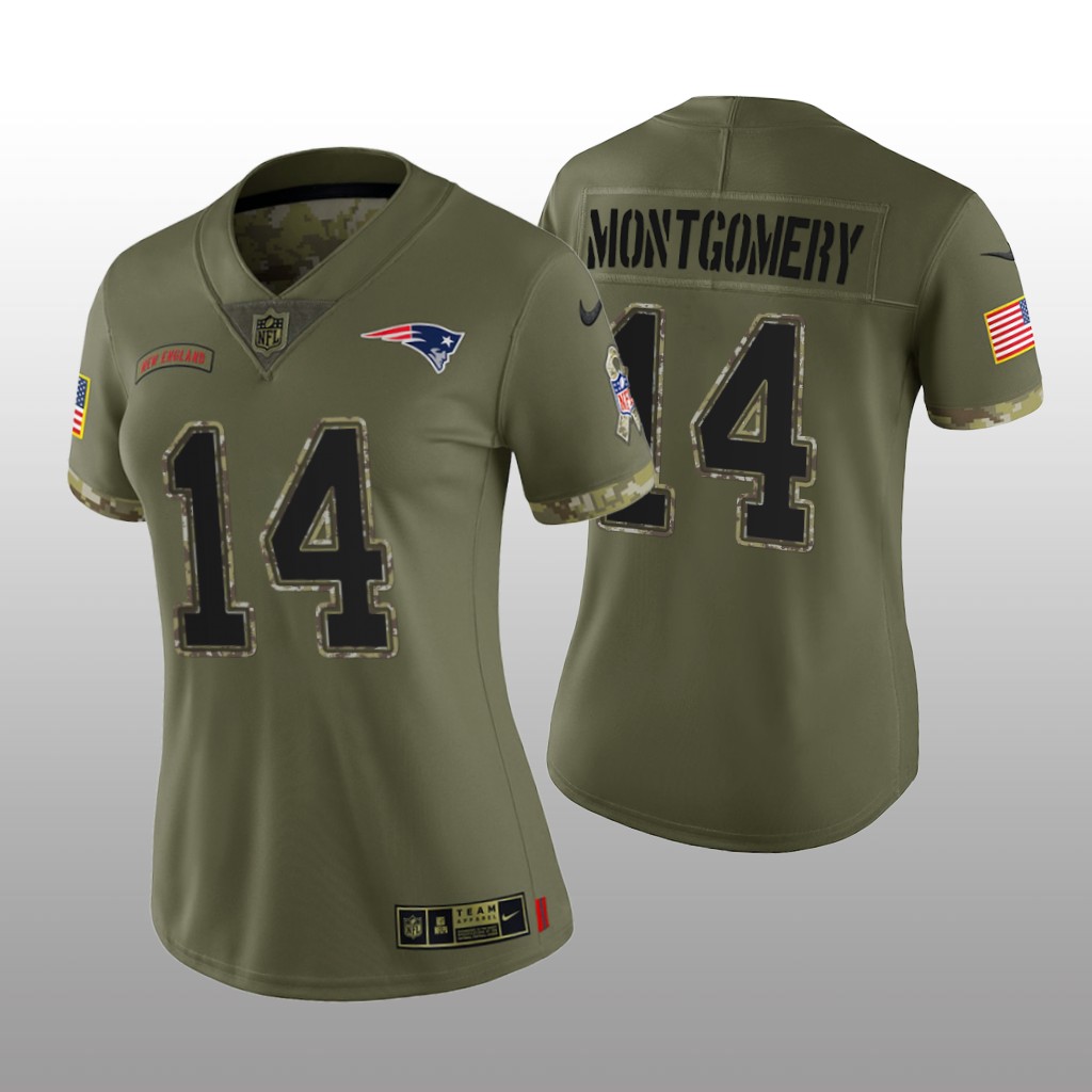 New England Patriots Ty Montgomery Olive Limited Jersey 2022 Salute To Service - Women's
