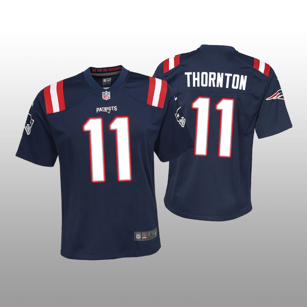New England Patriots Tyquan Thornton Navy Jersey Game - Youth
