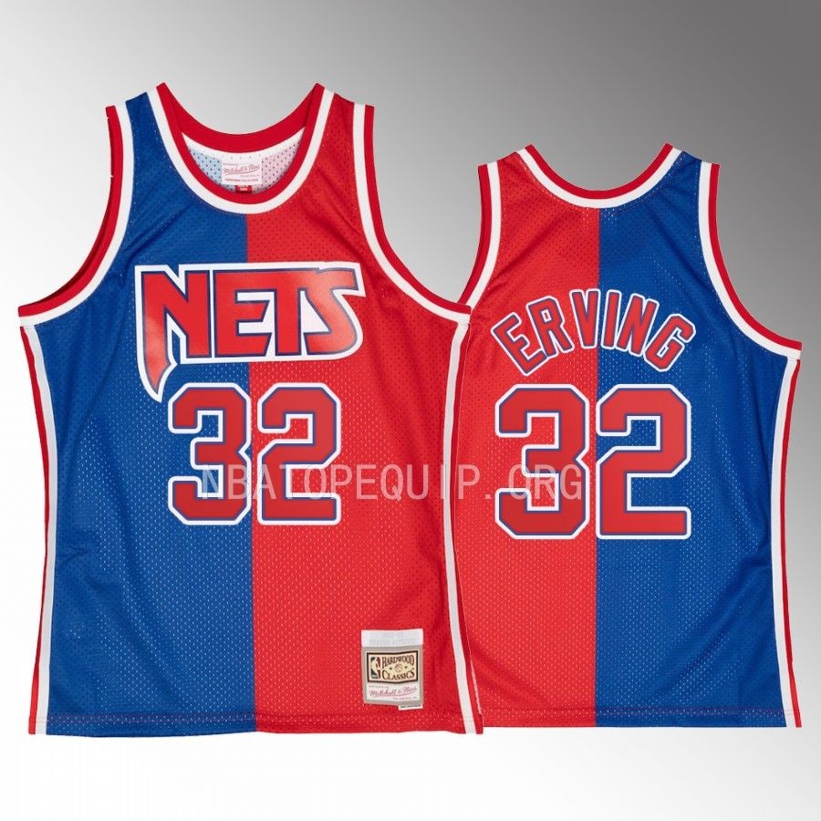 New Jersey Nets Julius Erving Hardwood Classics #32 Blue Red Split Swingman Jersey