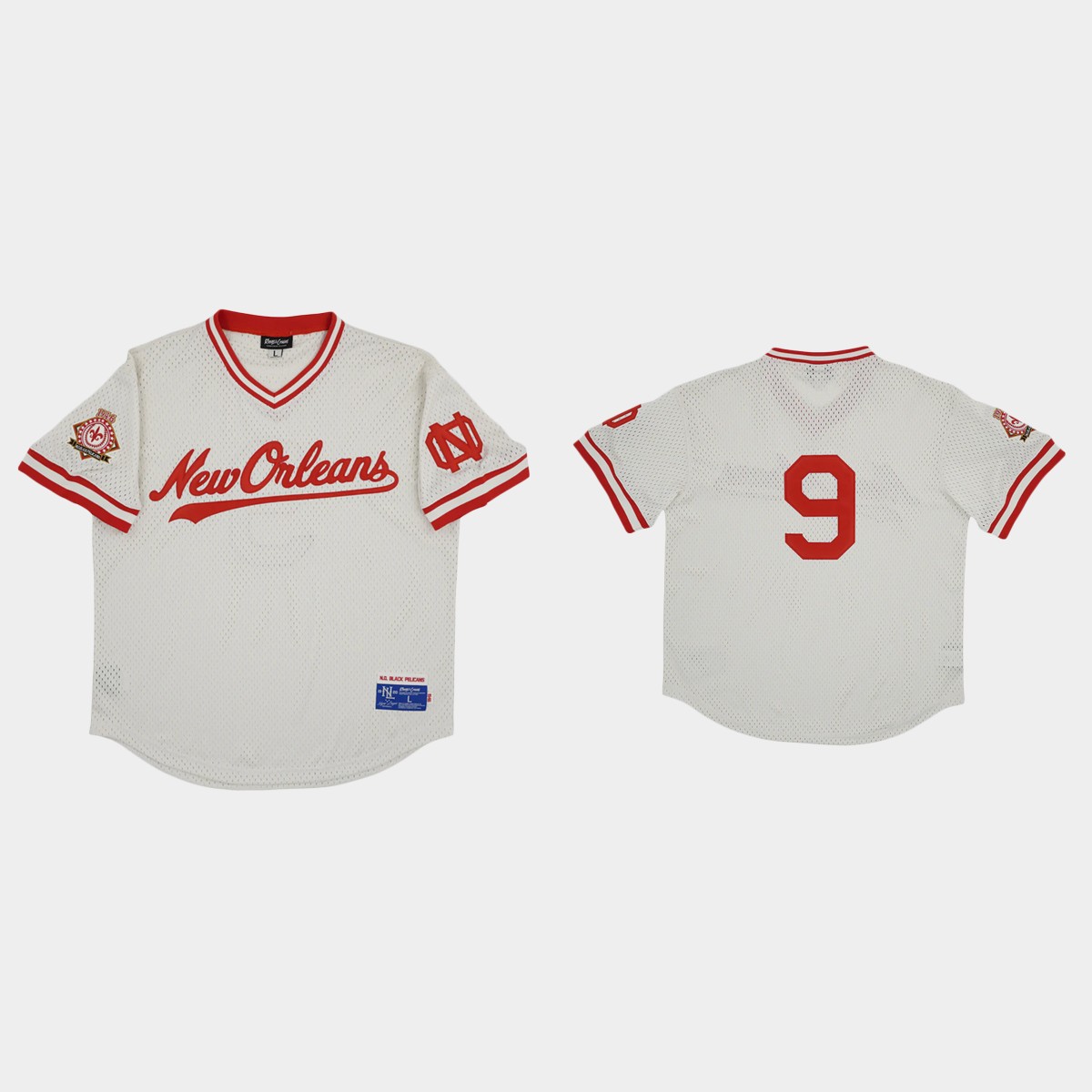 New Orleans Black Pelicans #9 Rings And Crwns Mesh Jersey - Cream