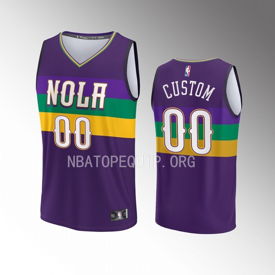 New Orleans Pelicans #00 Custom City Edition Jersey 2022-23 Fastbreak Purple