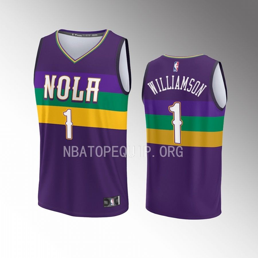 New Orleans Pelicans #1 Zion Williamson City Edition Jersey 2022-23 Fastbreak Purple
