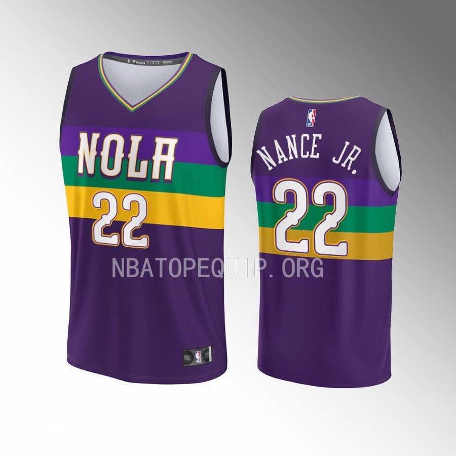 New Orleans Pelicans #22 Larry Nance Jr. City Edition Jersey 2022-23 Fastbreak Purple