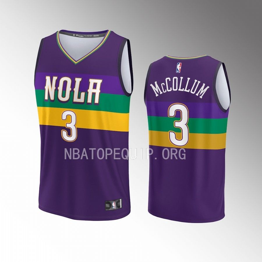 New Orleans Pelicans #3 C.J. McCollum City Edition Jersey 2022-23 Fastbreak Purple