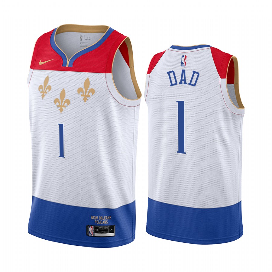 New Orleans Pelicans 2021 Fathers Day White No.1 Dad Jersey