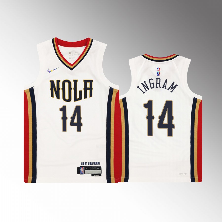 New Orleans Pelicans Brandon Ingram City Edition White Youth Jersey Diamond #14