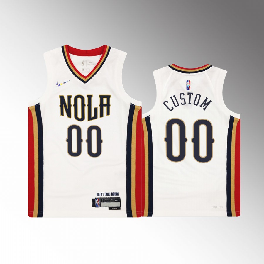 New Orleans Pelicans Custom City Edition White Youth Jersey Diamond #00