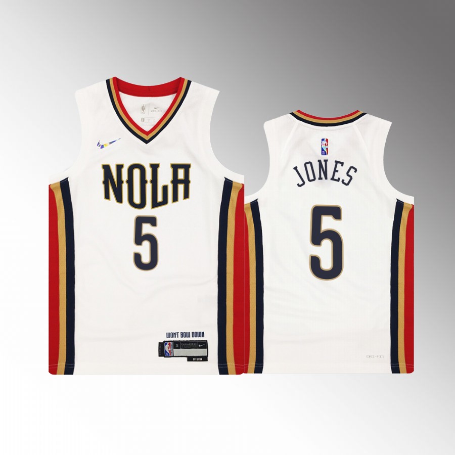 New Orleans Pelicans Herbert Jones City Edition White Youth Jersey Diamond #5