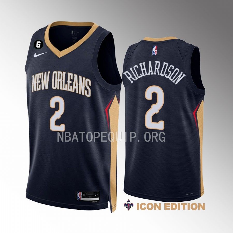 New Orleans Pelicans Josh Richardson 2022-23 Icon Edition Navy #2 Jersey Swingman
