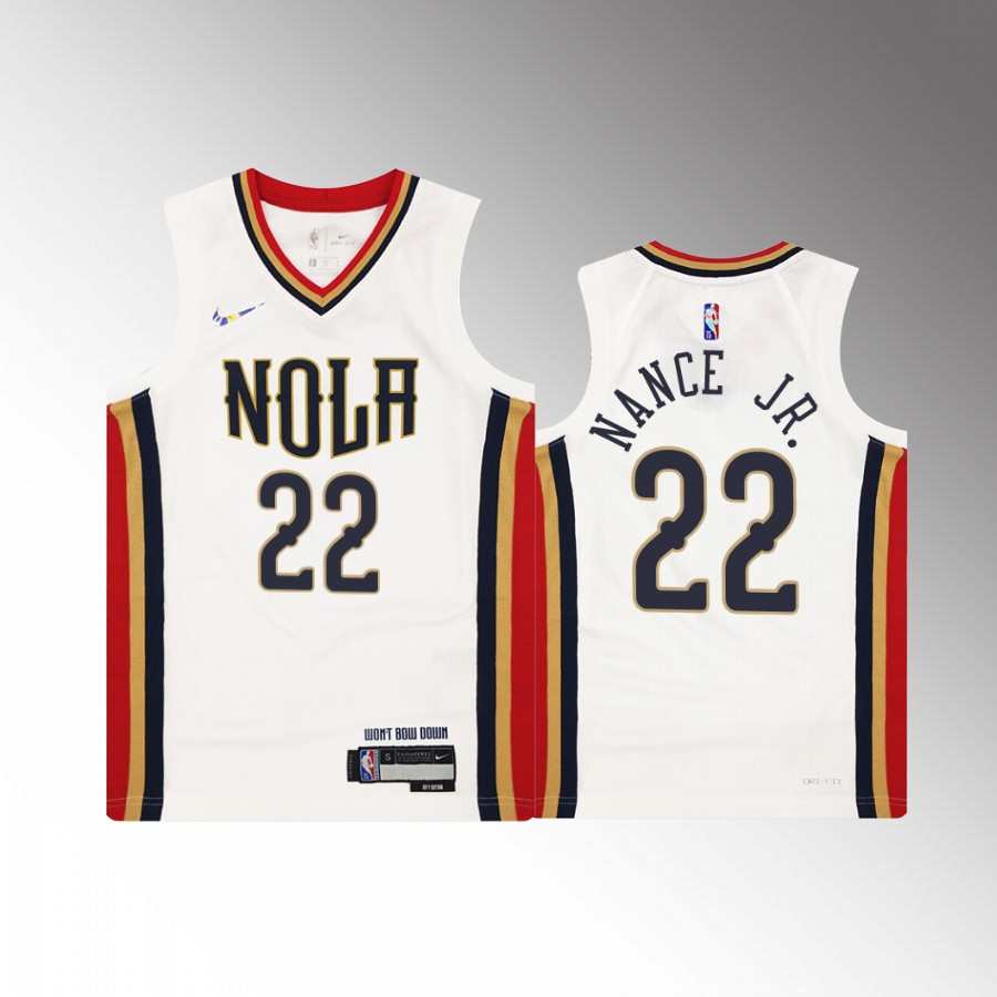 New Orleans Pelicans Larry Nance Jr. City Edition White Youth Jersey Diamond #22