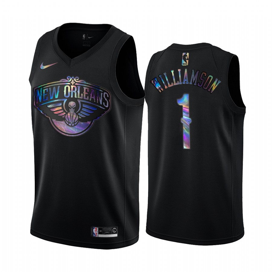 New Orleans Pelicans Zion Williamson #1 Jersey Iridescent Holographic Black Limited Edition